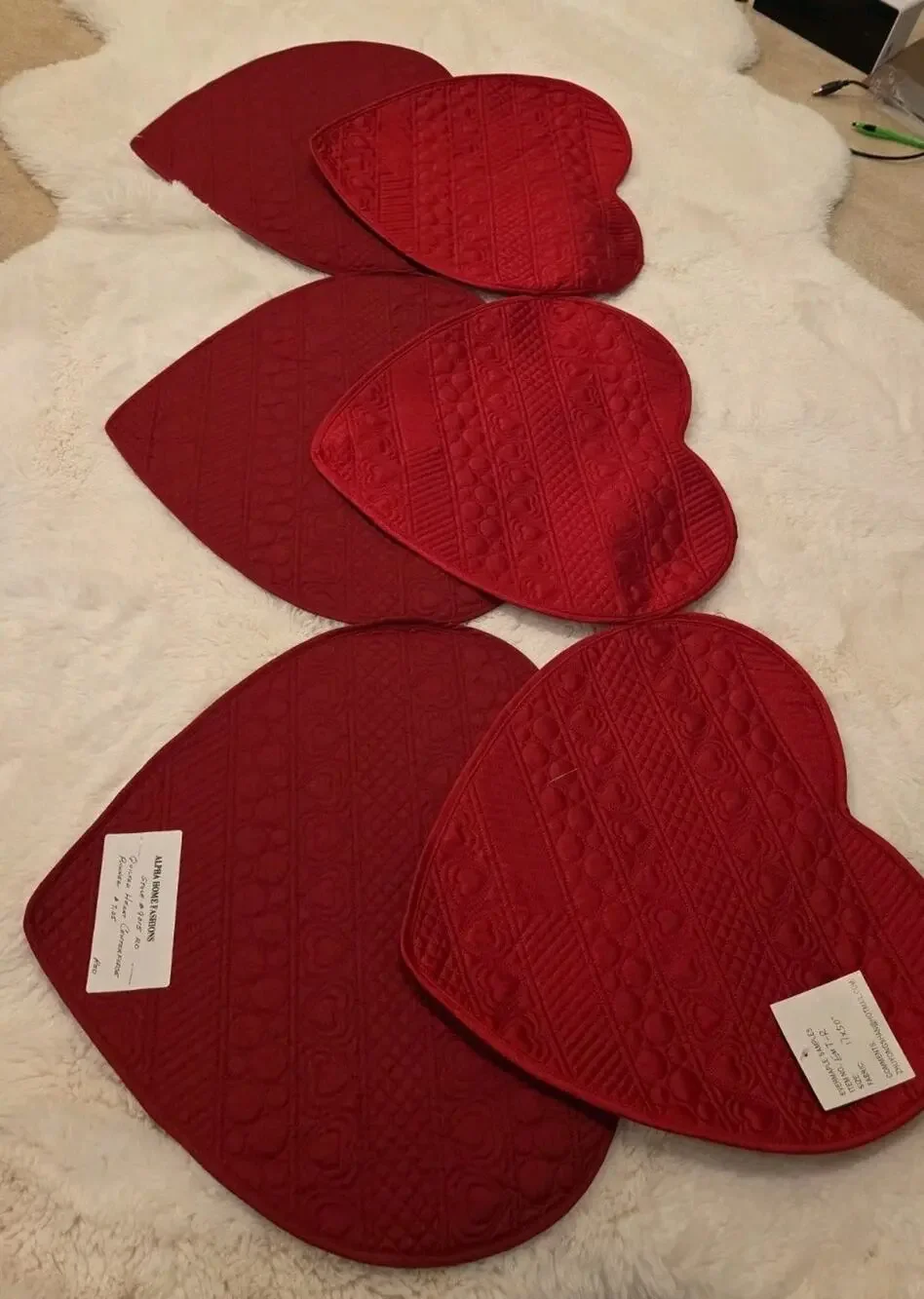 2pc Valentine Quilted Heart Table Runner Set Red Ridgefield Home 17x50 Rare...